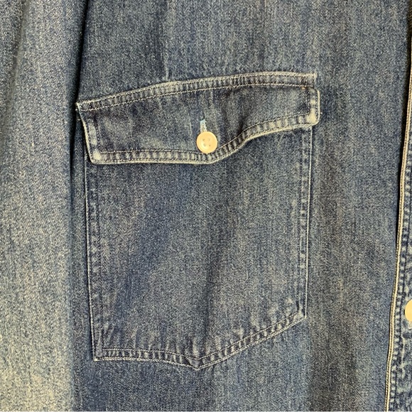 Vintage 90s Henry Grethel Denim Button Down Shirt size 16 1/2 GUC - Picture 3 of 8